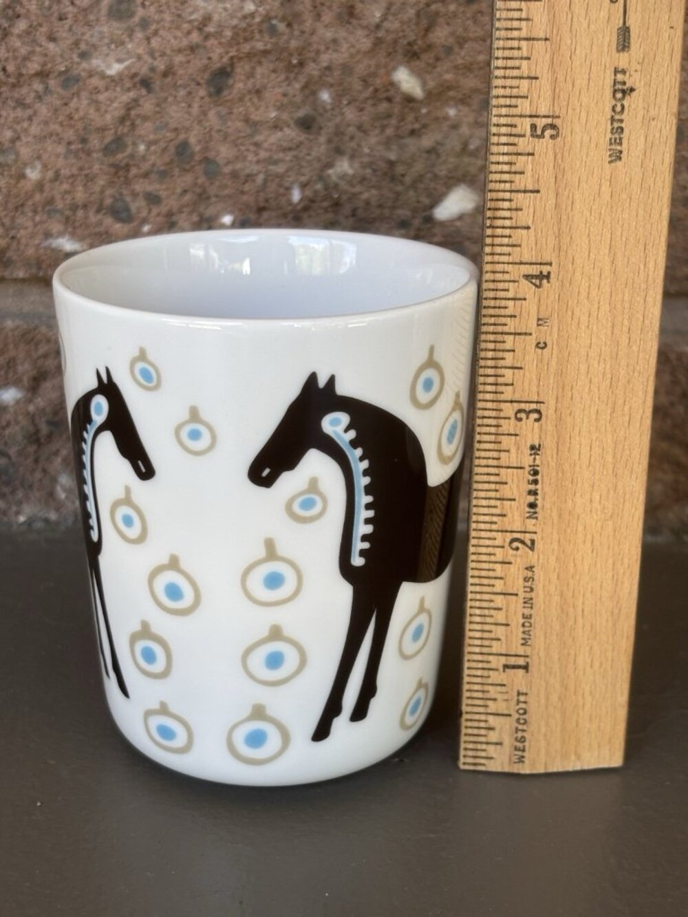 Marimekko Oiva Musta Tamma Mug Black White Scandinavian Coffee Cup Horse